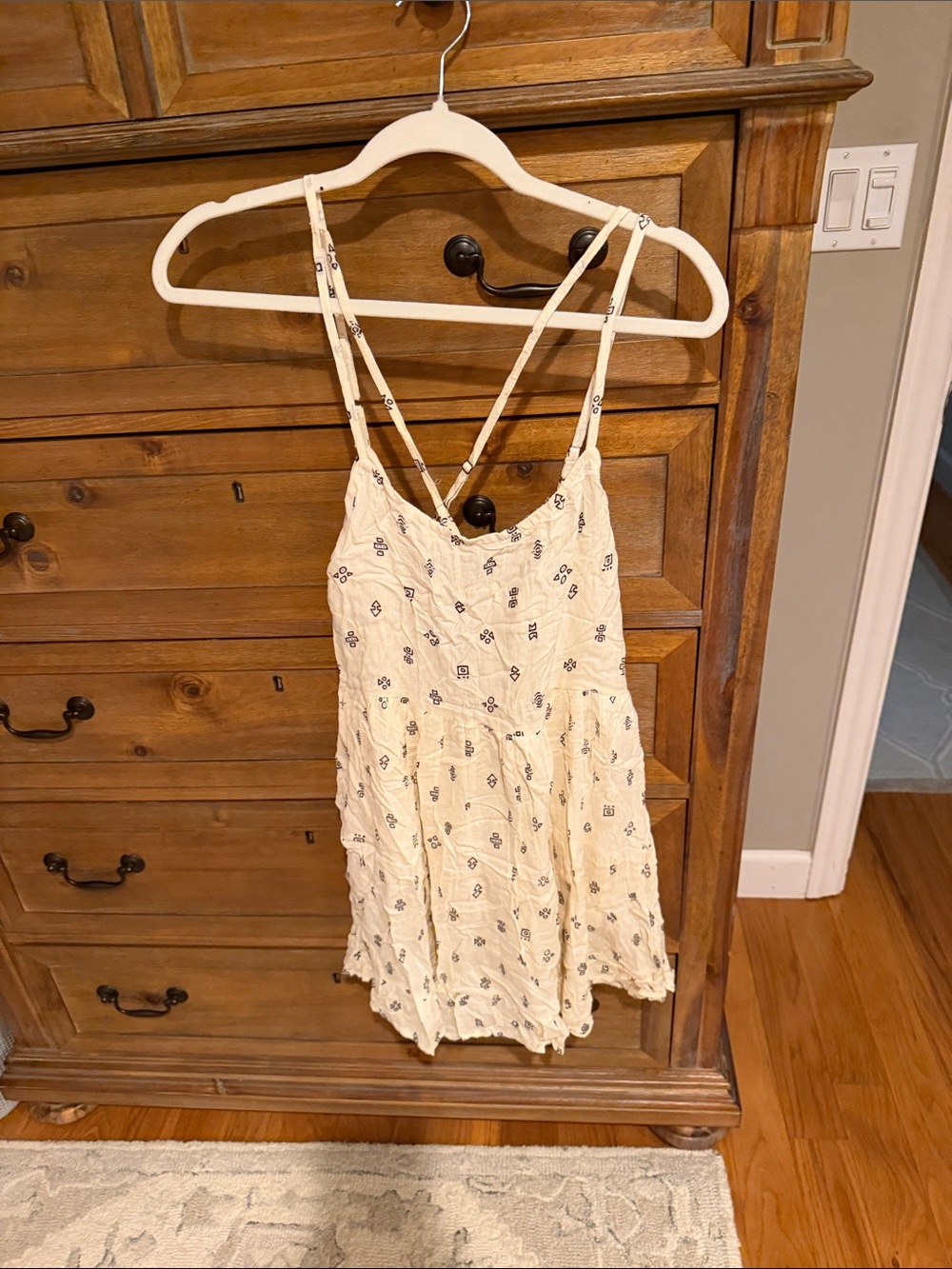 Beach By Exist Cream Printed Strappy Swim Coverup